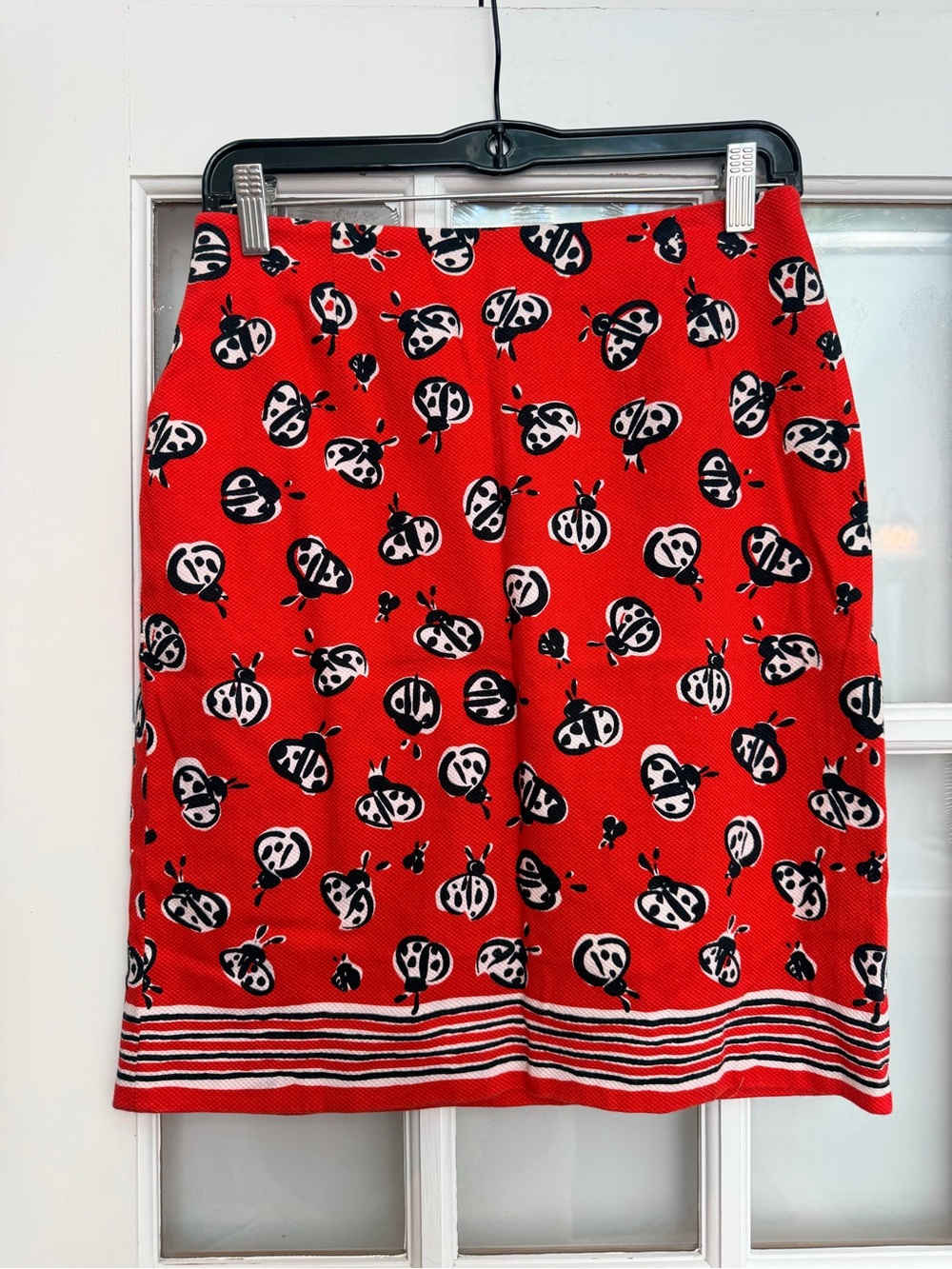 Vintage Talbots Y2K Chic Red Lady Bug Pencil Skirt Size 4 Stretch